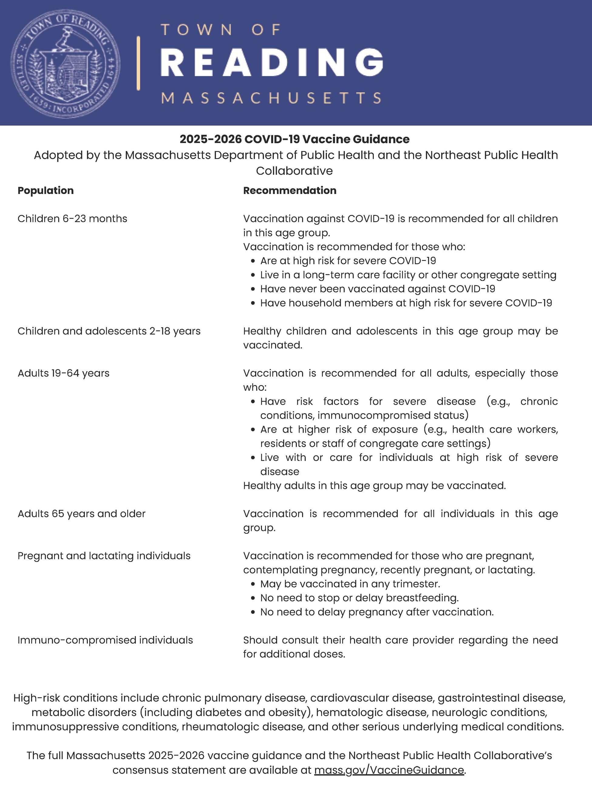 COVID-19 2025-2026 Guidance MA